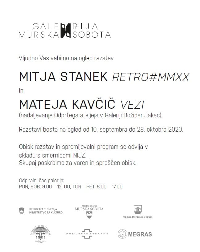 Vabilo Mitja Stanek. RETRO#MMXX / Mateja Kavčič. VEZI