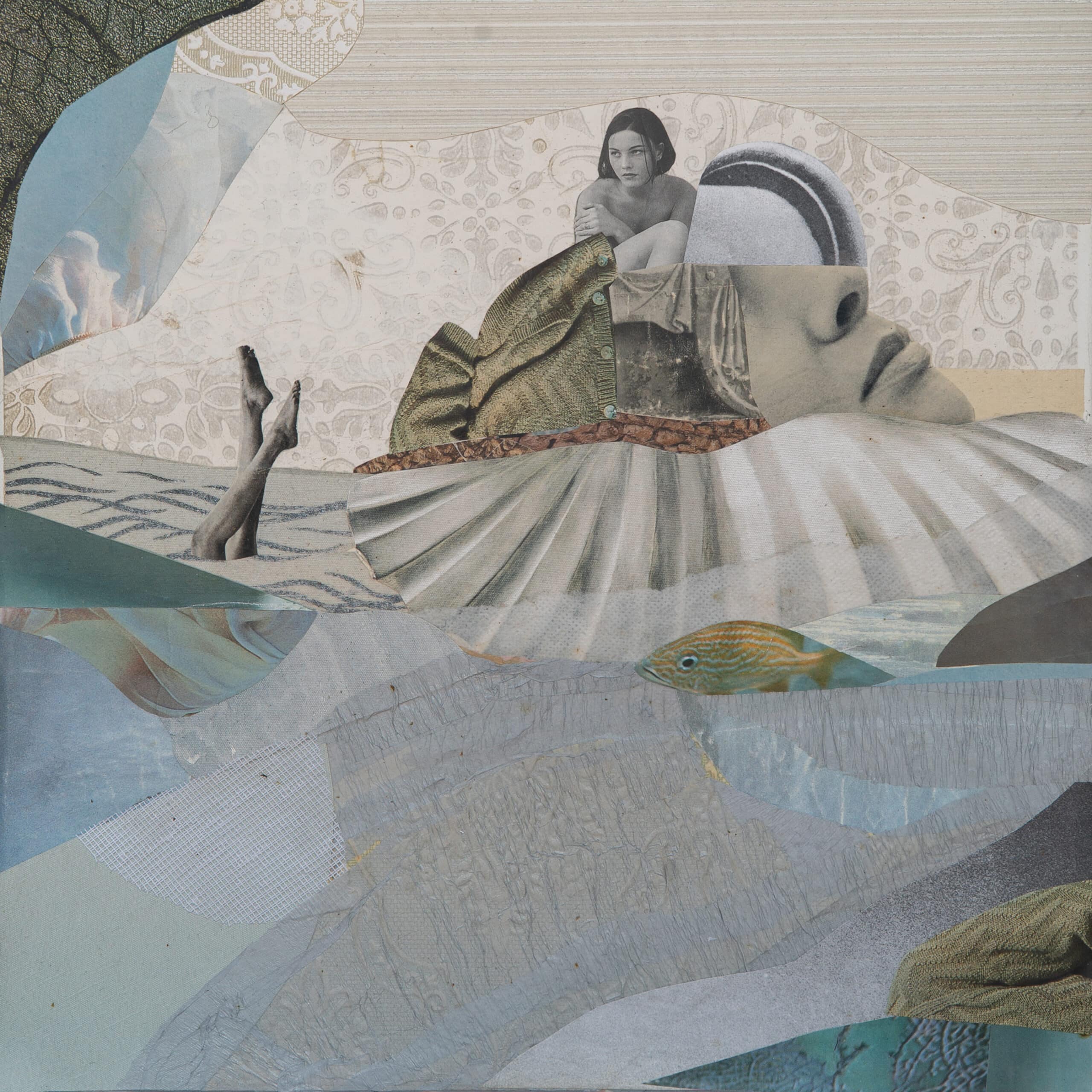 Wave of Feelings, 2025, kolaž na platnu, 40 × 40 cm